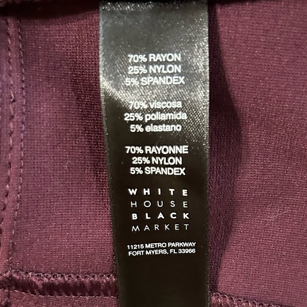 White House Black Market size 6 ponte knit burgundy jacket - Picture 6 of 7